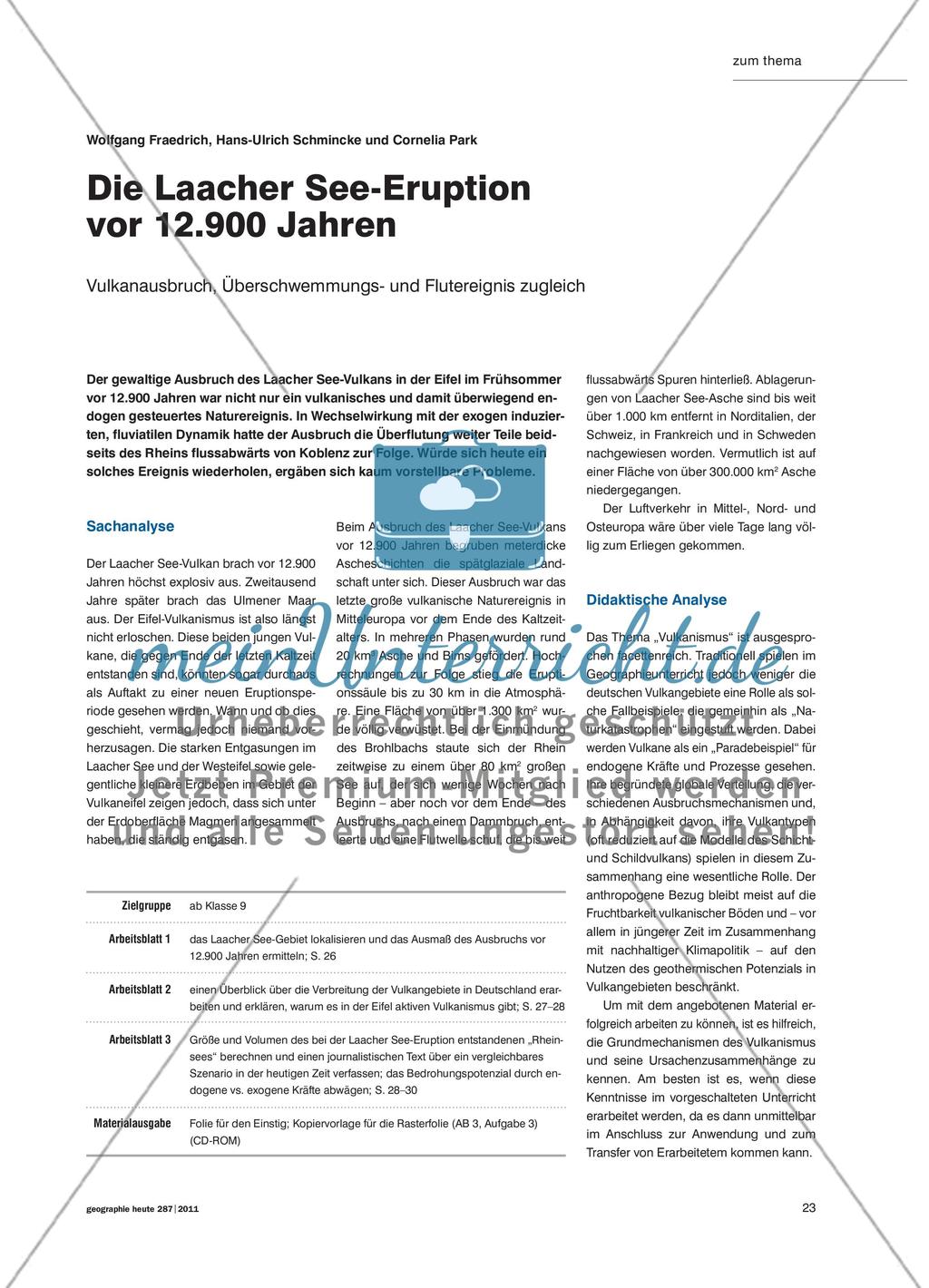 Die Laacher See-Eruption vor 12.900 Jahren - Vulkanausbruch, Überschwemmungs- und Flutereignis zugleich Preview 1