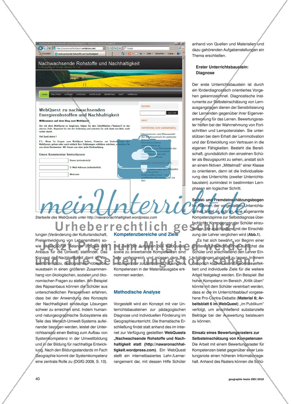 Nachwachsende Rohstoffe und Nachhaltigkeit - Ein WebQuest zur individuellen Förderung im Geographieunterricht Preview 3