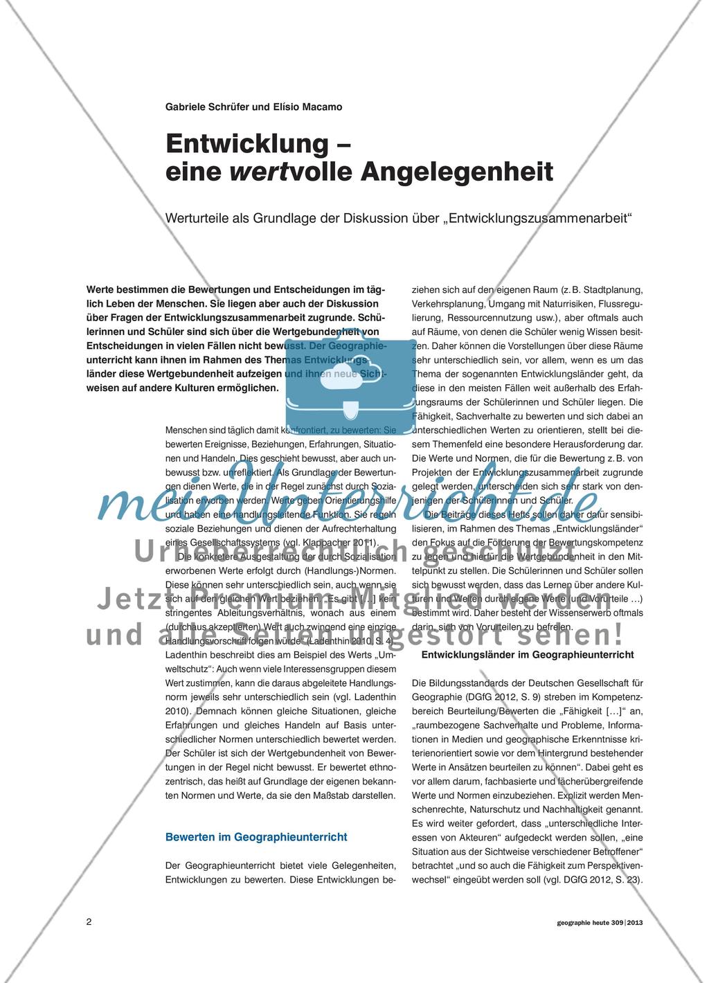 Entwicklung – eine wertvolle Angelegenheit - Werturteile als Grundlage der Diskussion über „Entwicklungszusammenarbeit“ Preview 1