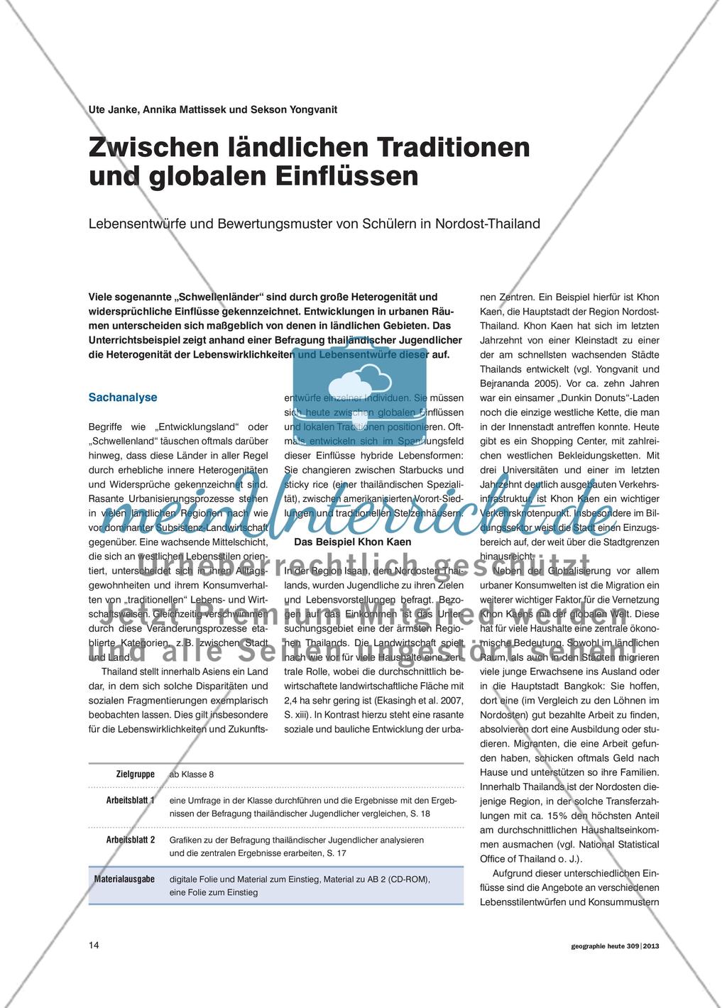 Zwischen ländlichen Traditionen und globalen Einflüssen - Lebensentwürfe und Bewertungsmuster von Schülern in Nordost-Thailand Preview 1