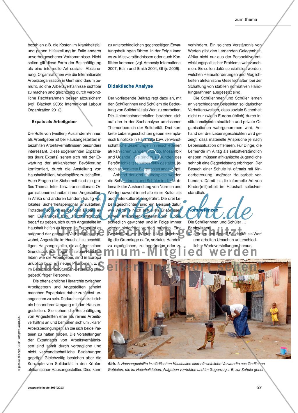 Die Arbeit der Anderen – Solidarität im afrikanischen Kontext - Schülerinnen und Schüler lehren und lernen im wechselseitigen Austausch Preview 2