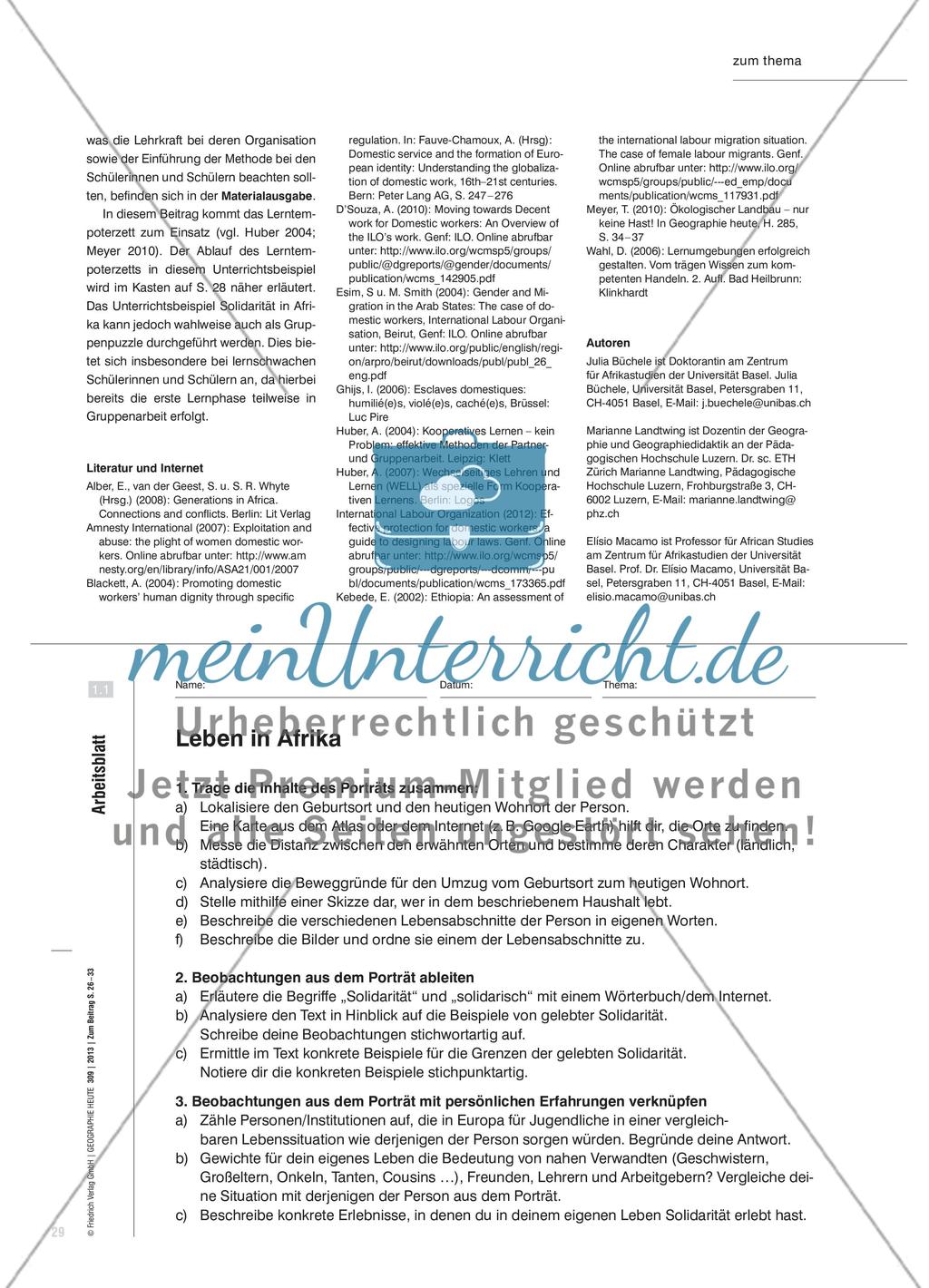 Die Arbeit der Anderen – Solidarität im afrikanischen Kontext - Schülerinnen und Schüler lehren und lernen im wechselseitigen Austausch Preview 4