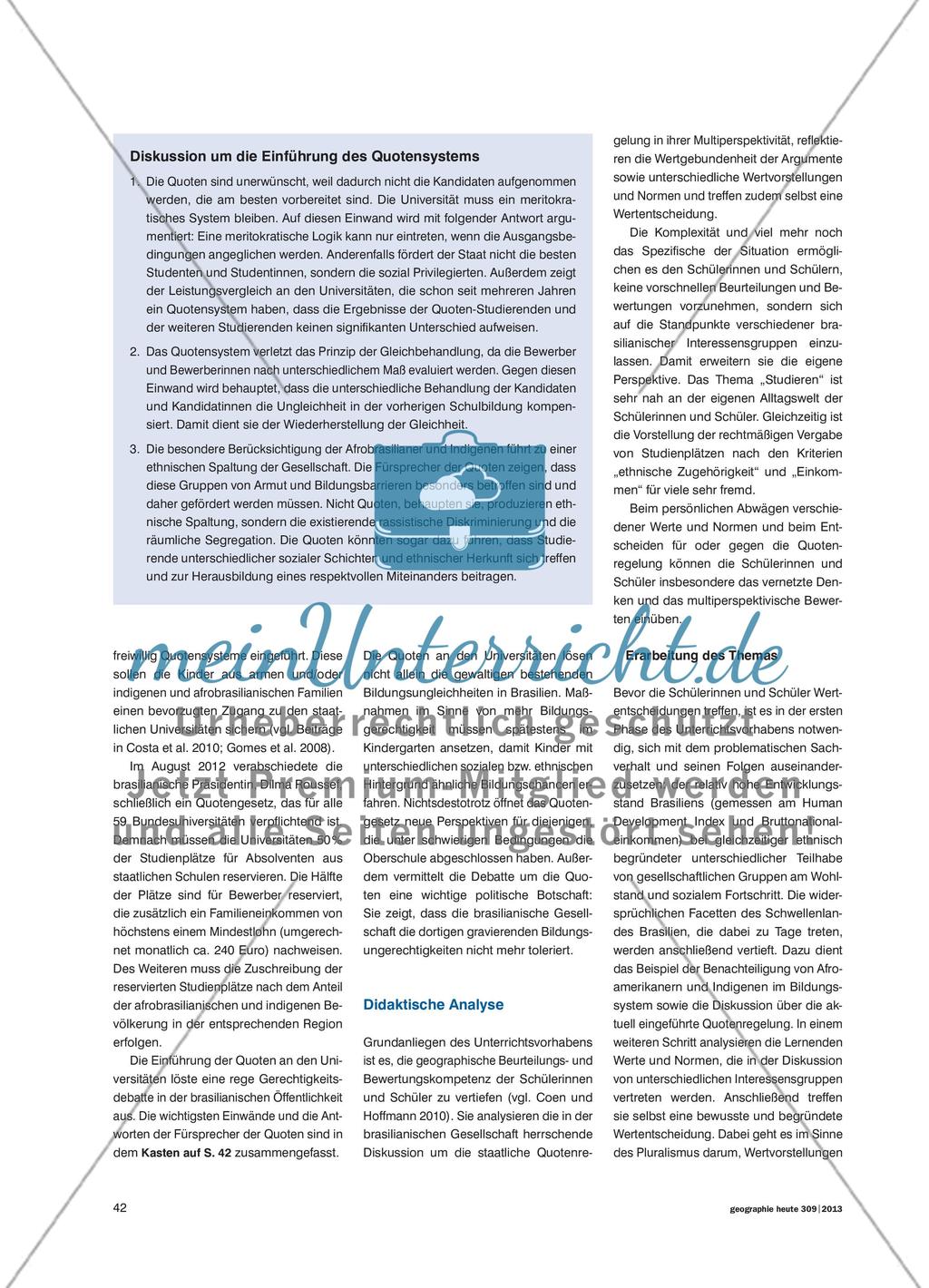 Ungleichheit und Gerechtigkeit in Lateinamerika - Schüler bewerten Quotensysteme zur Überwindung der Kluft zwischen arm und reich Preview 3