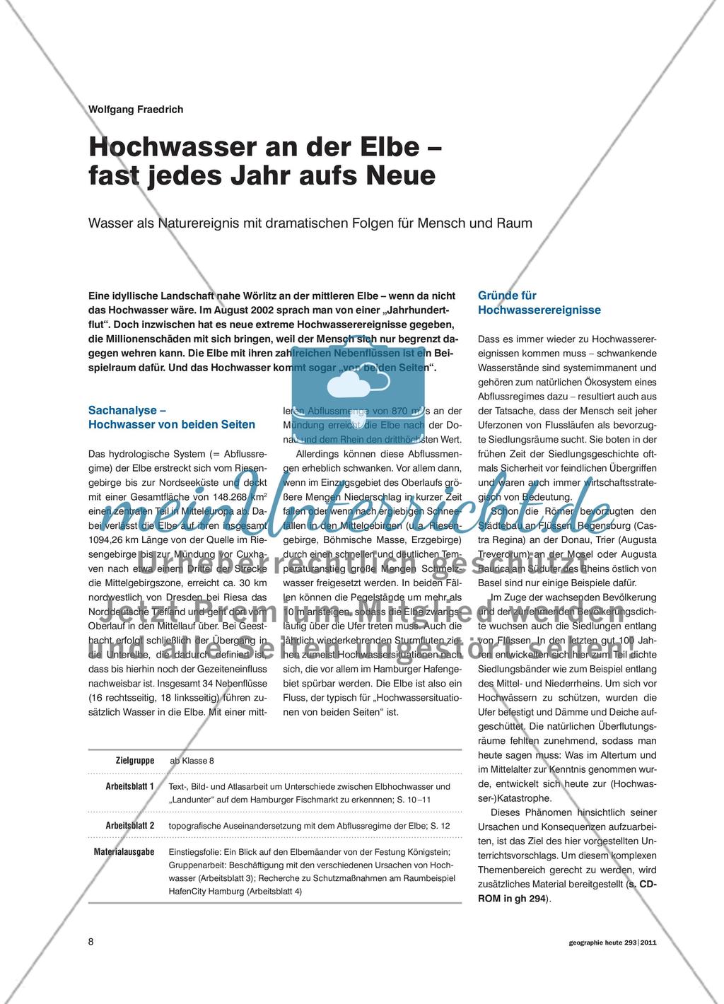 Hochwasser an der Elbe – fast jedes Jahr aufs Neue - Wasser als Naturereignis mit dramatischen Folgen für Mensch und Raum Preview 1