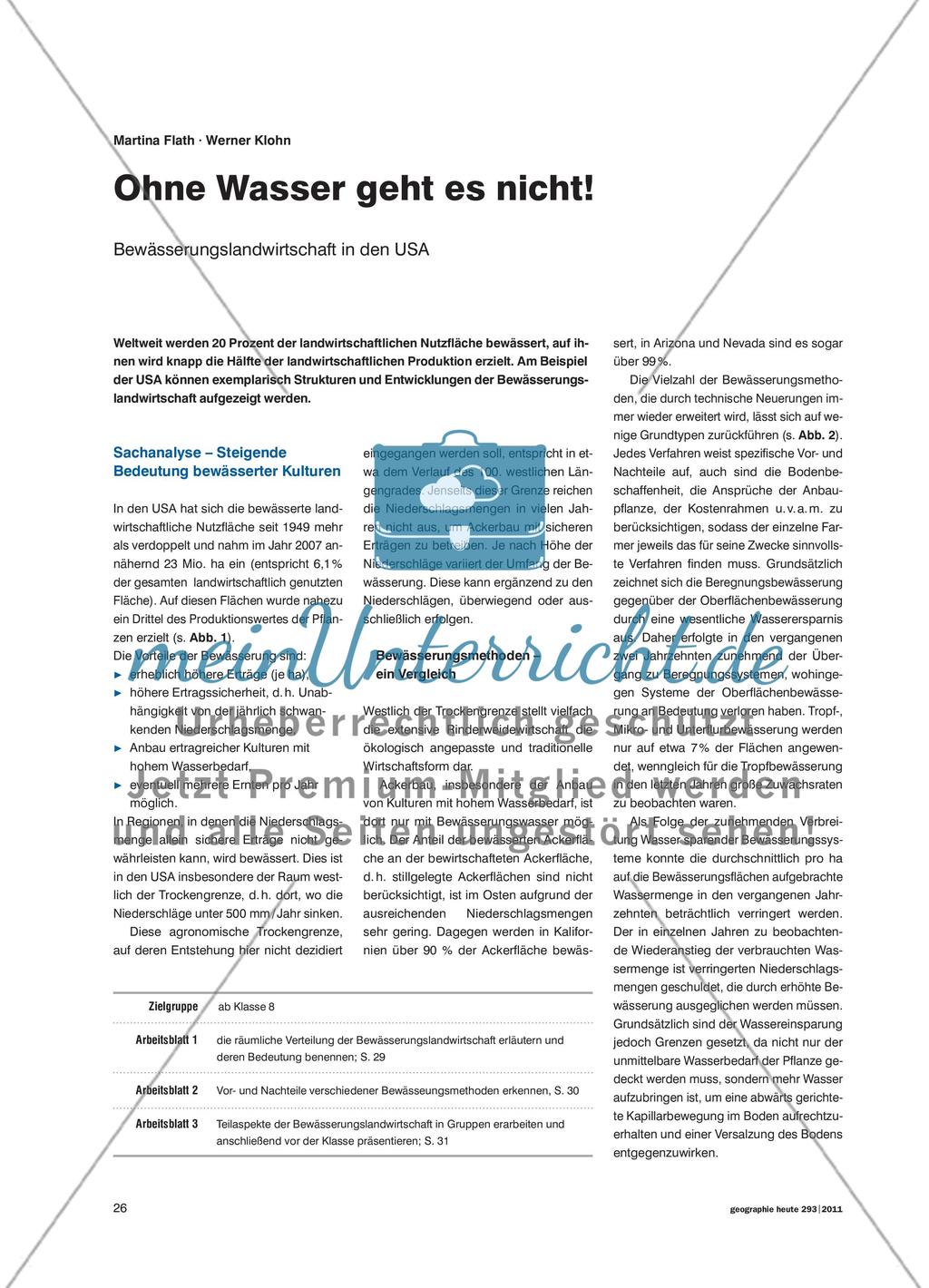 Ohne Wasser geht es nicht! - Bewässerungslandwirtschaft in den US Preview 1