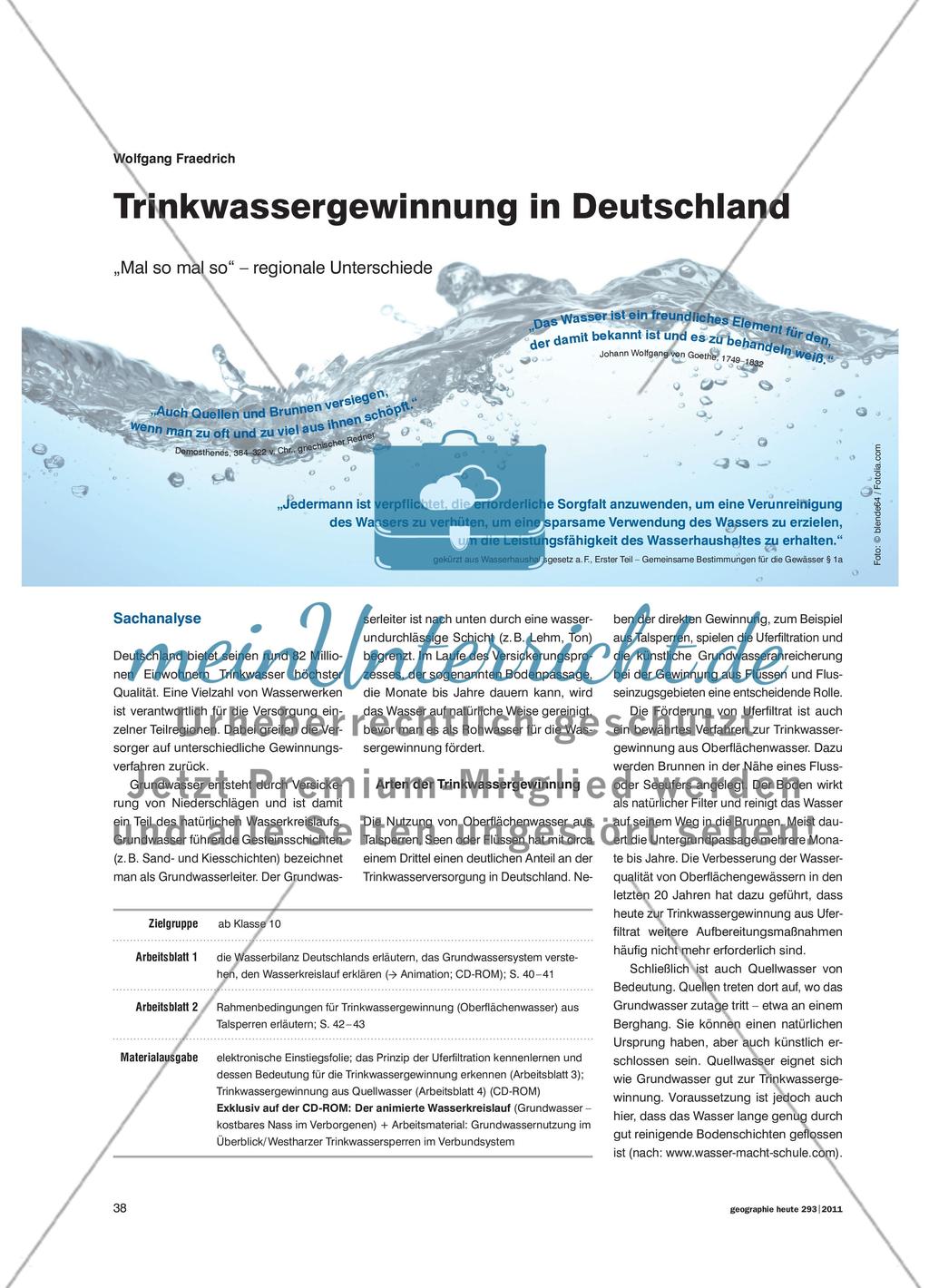 Trinkwassergewinnung in Deutschland - „Mal so mal so“ – regionale Unterschiede Preview 1