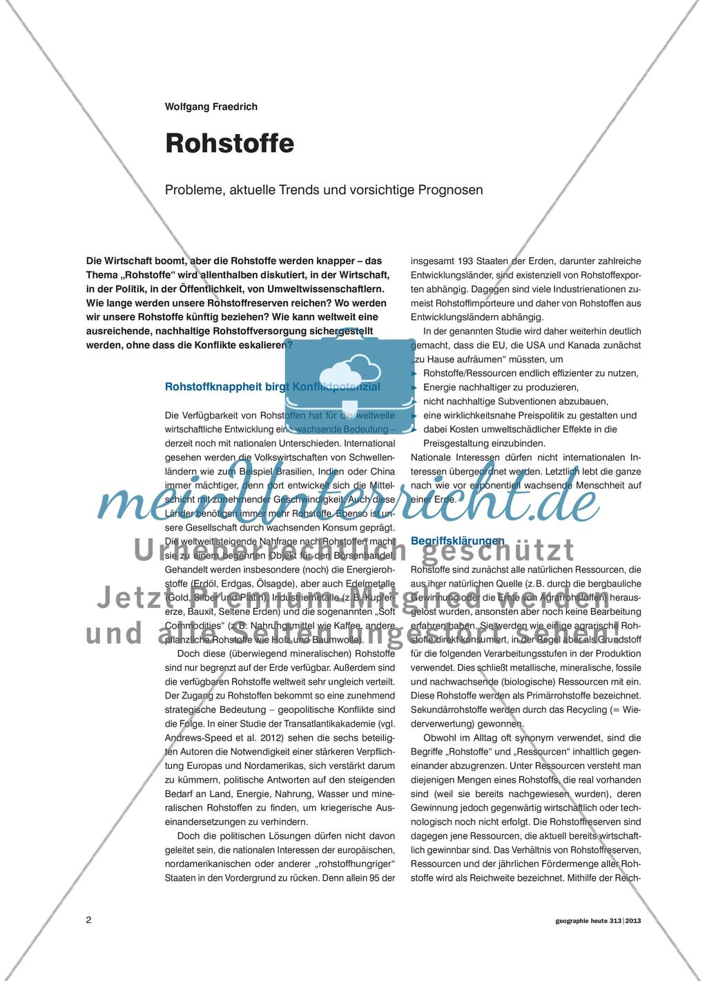 Rohstoffe - Probleme, aktuelle Trends und vorsichtige Prognosen Preview 1