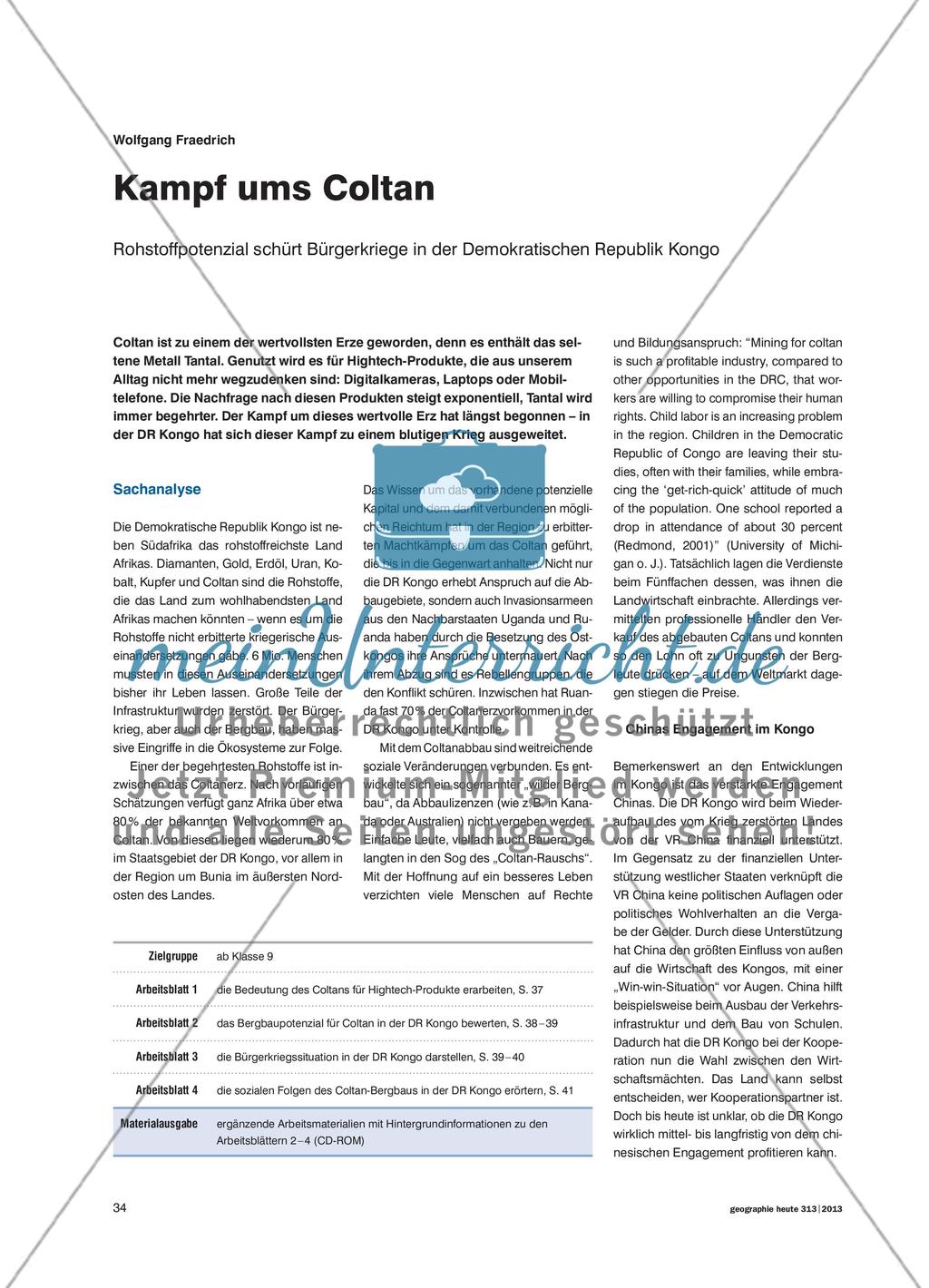 Kampf ums Coltan - Rohstoffpotenzial schürt Bürgerkriege in der Demokratischen Republik Kongo Preview 1