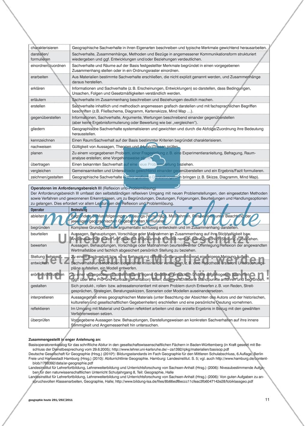 Operatoren und ihre Bedeutung im Geographieunterricht Preview 2