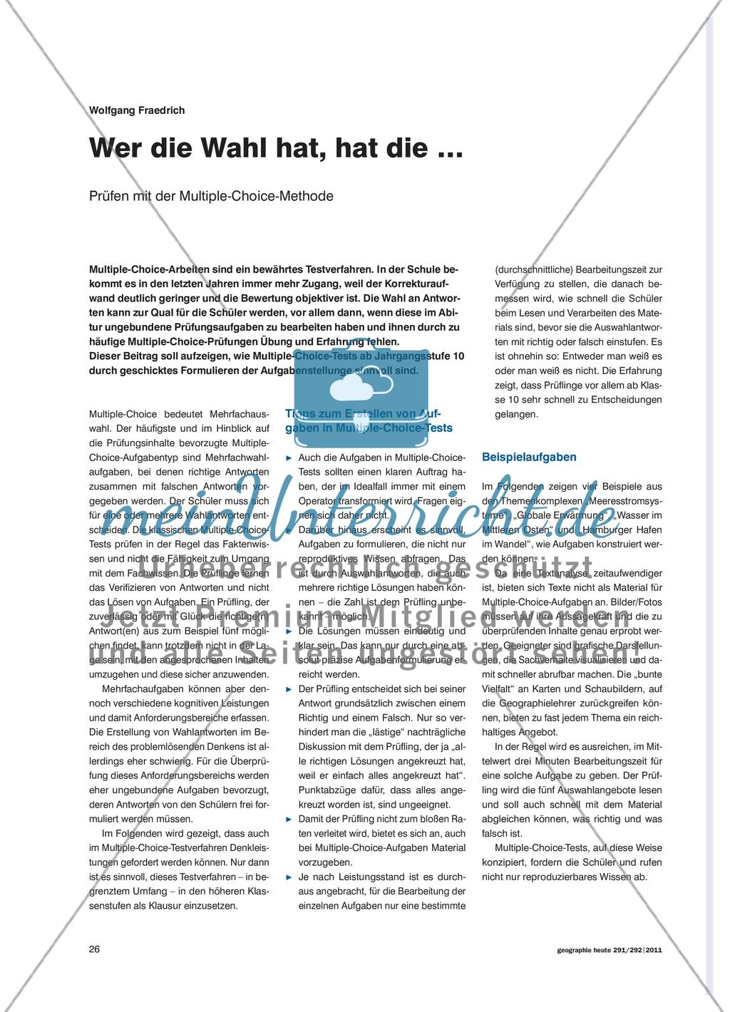 Wer die Wahl hat, hat die … - Prüfen mit der Multiple-Choice-Methode Preview 1