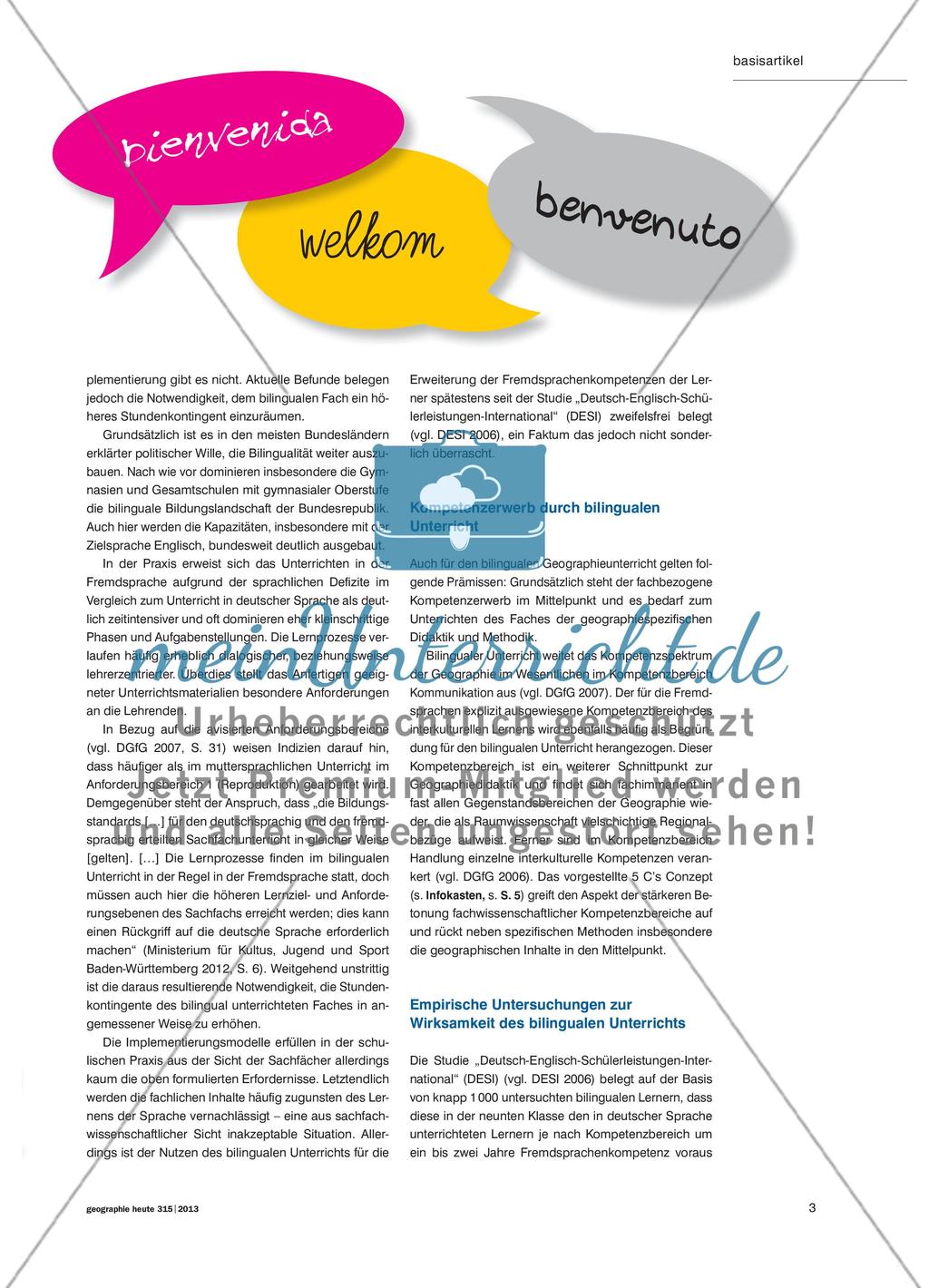 Geographie bilingual lehren und lernen - Entwicklung und gegenwärtiger Zustand des bilingualen Unterrichts Preview 2