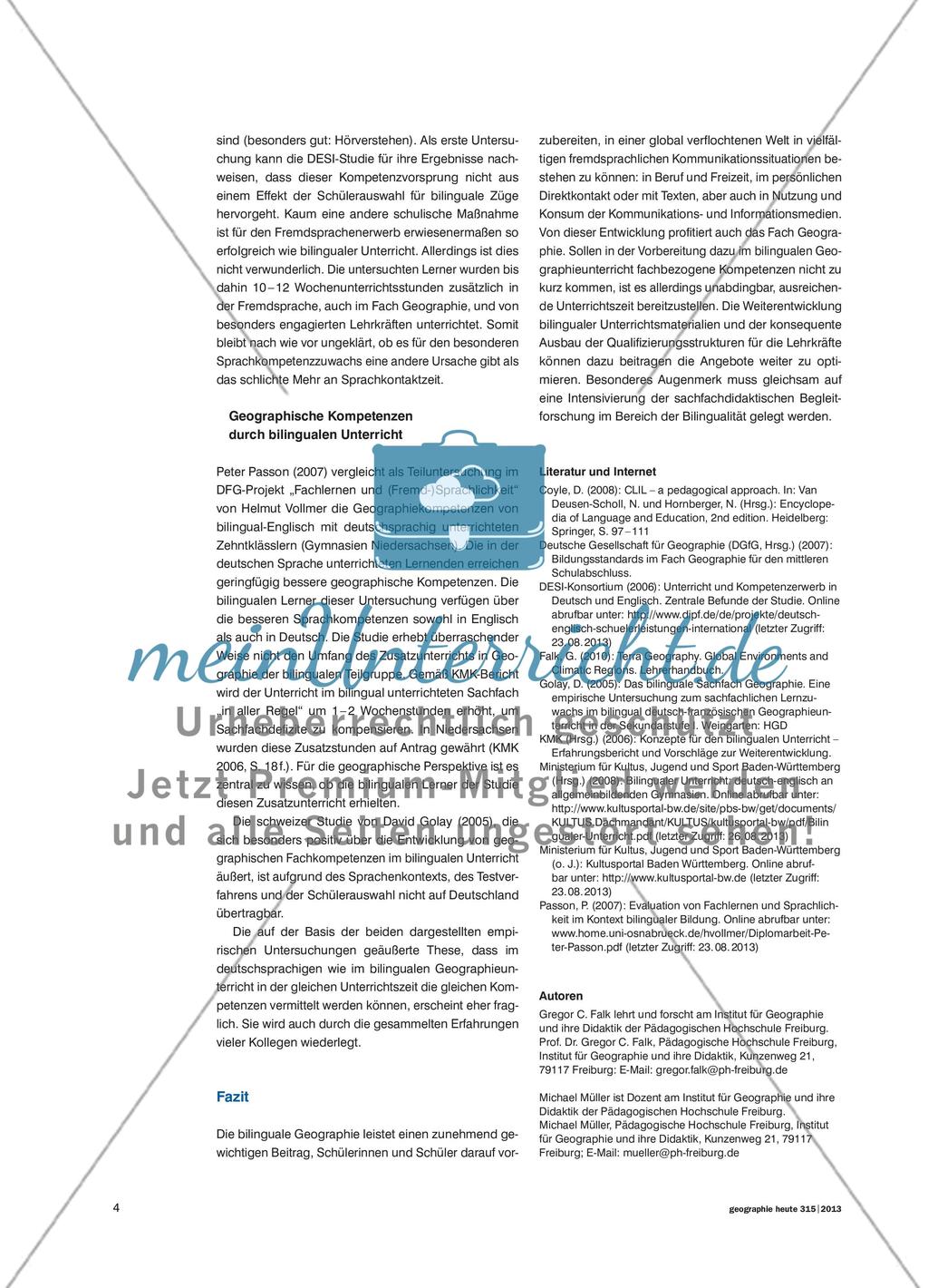 Geographie bilingual lehren und lernen - Entwicklung und gegenwärtiger Zustand des bilingualen Unterrichts Preview 3