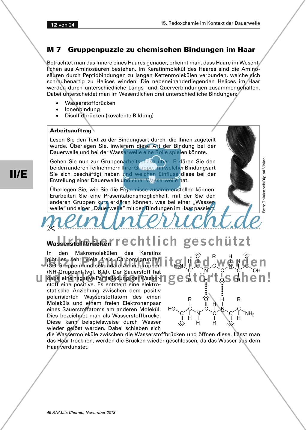 Gruppenpuzzle zu chemischen Bindungen im Haar Preview 1