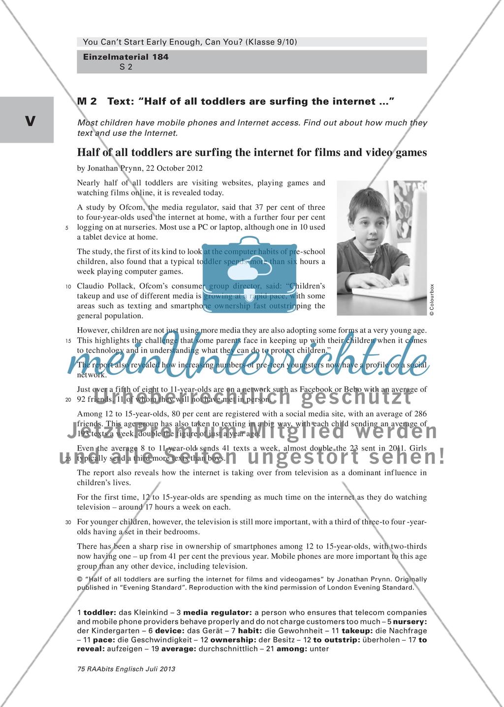 You Can’t Start Early Enough, Can You? – Das Medienverhalten von Kindern und Jugendlichen untersuchen (Klasse 9/10) Preview 2