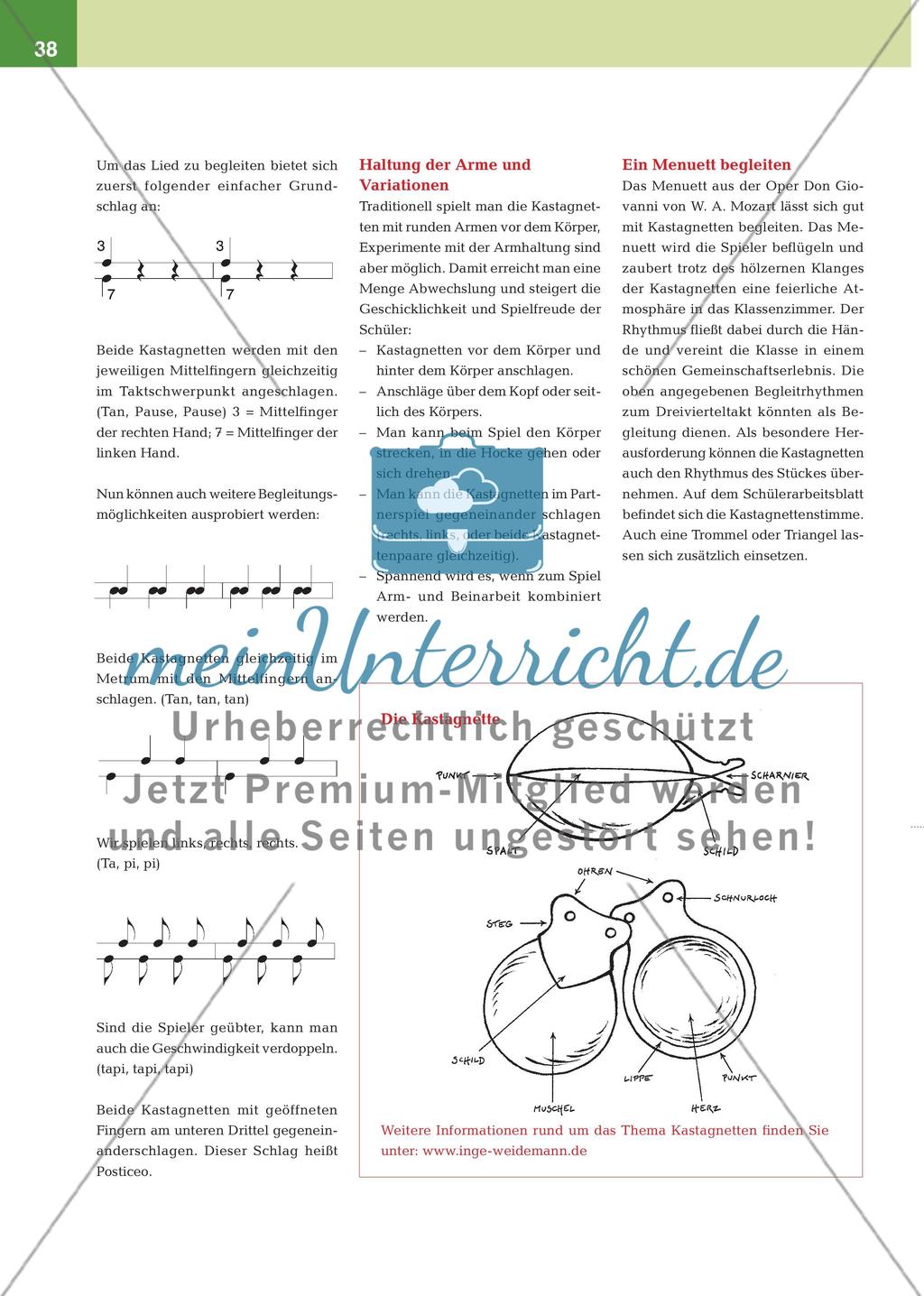 Kastagnetten entdecken - Konzertkastagnetten kennen lernen und ein Menuett begleiten Preview 3