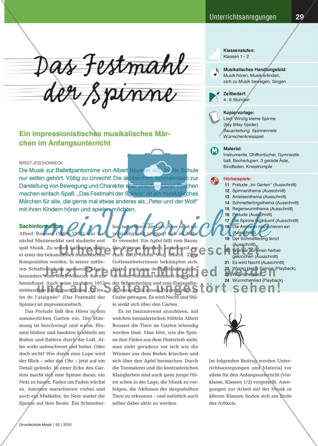 Das Festmahl der Spinne - Ein impressionistisches musikalisches Märchen im Anfangsunterricht Preview 1