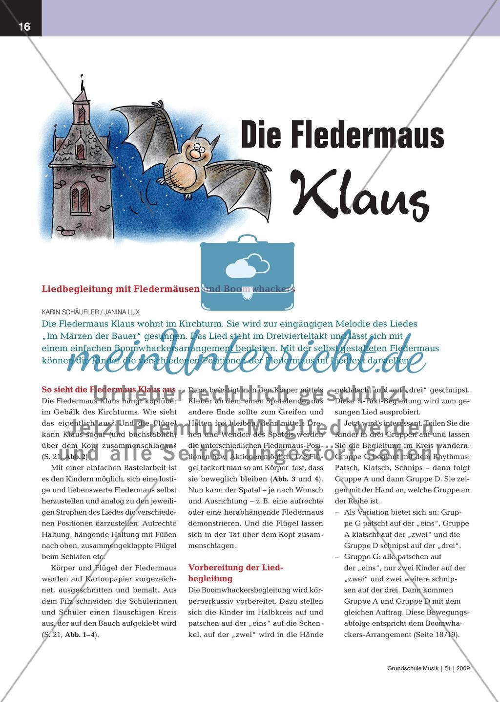 Die Fledermaus Klaus - Liedbegleitung mit Fledermäusen und Boomwhackers Preview 1
