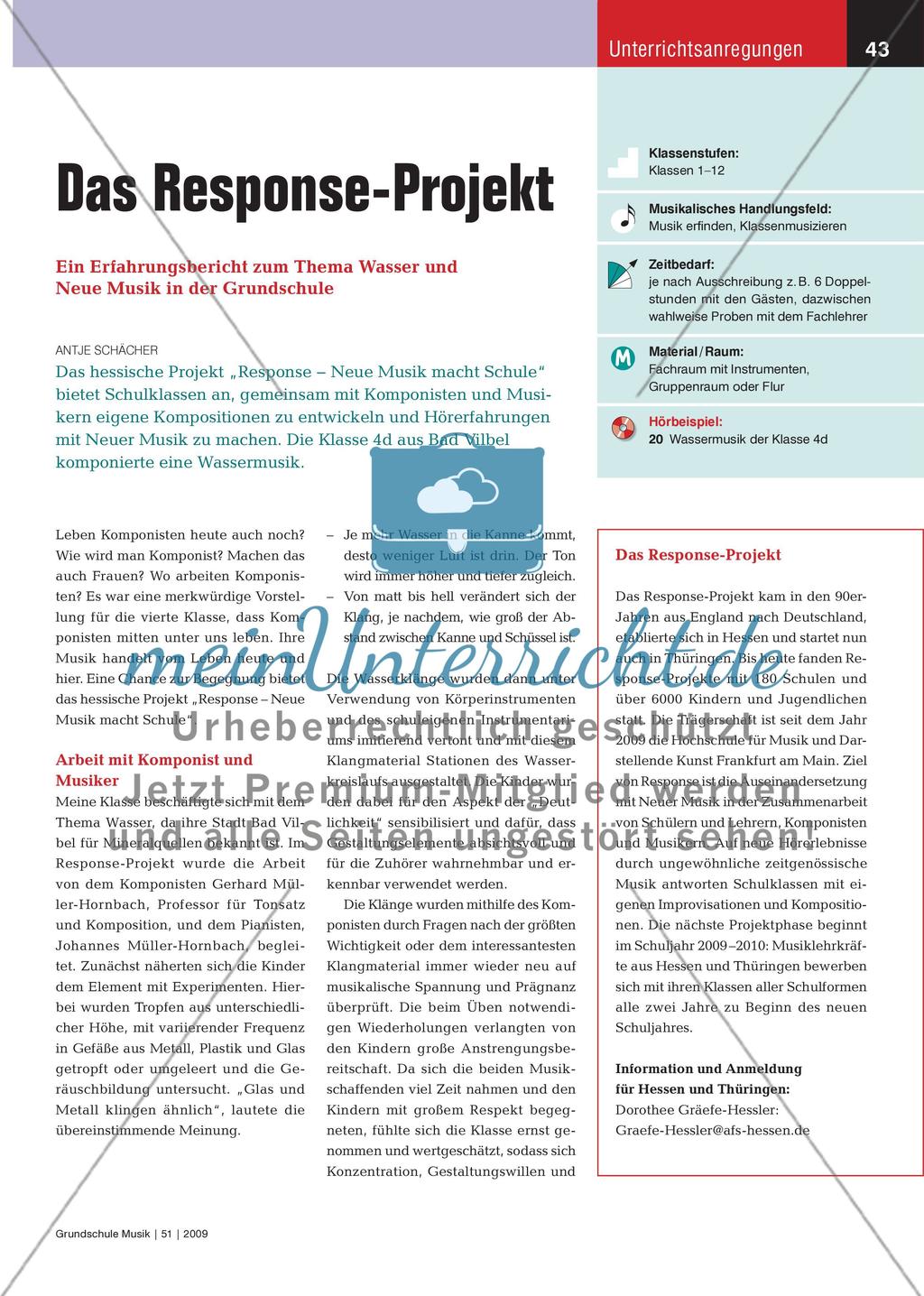 Das Response-Projekt - Ein Erfahrungsbericht zum Thema Wasser und Neue Musik in der Grundschule Preview 1