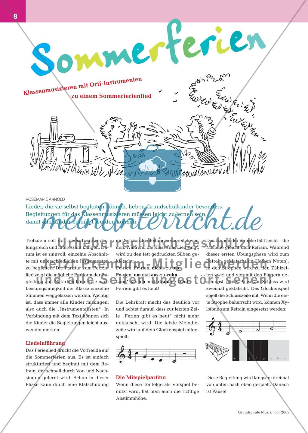 Sommerferien - Klassenmusizieren mit Orff-Instrumenten Preview 1