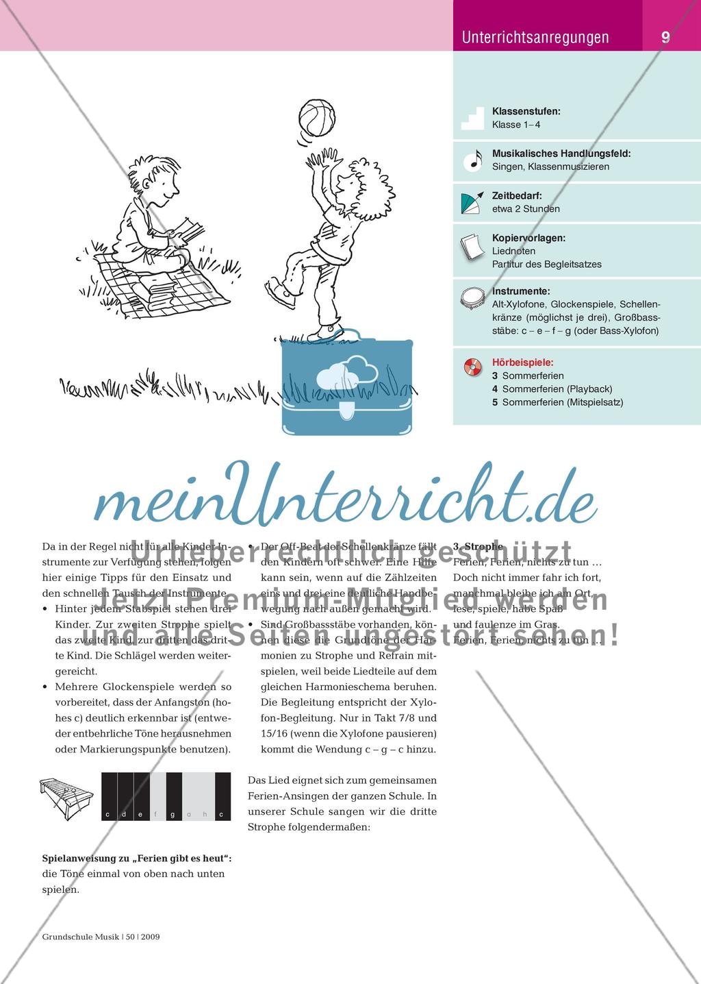 Sommerferien - Klassenmusizieren mit Orff-Instrumenten Preview 2