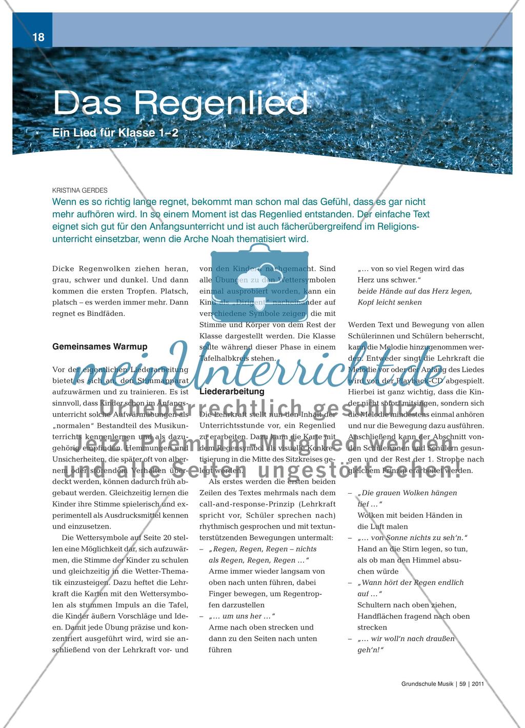 Das Regenlied - Ein Lied für Klasse 1– 2 Preview 1
