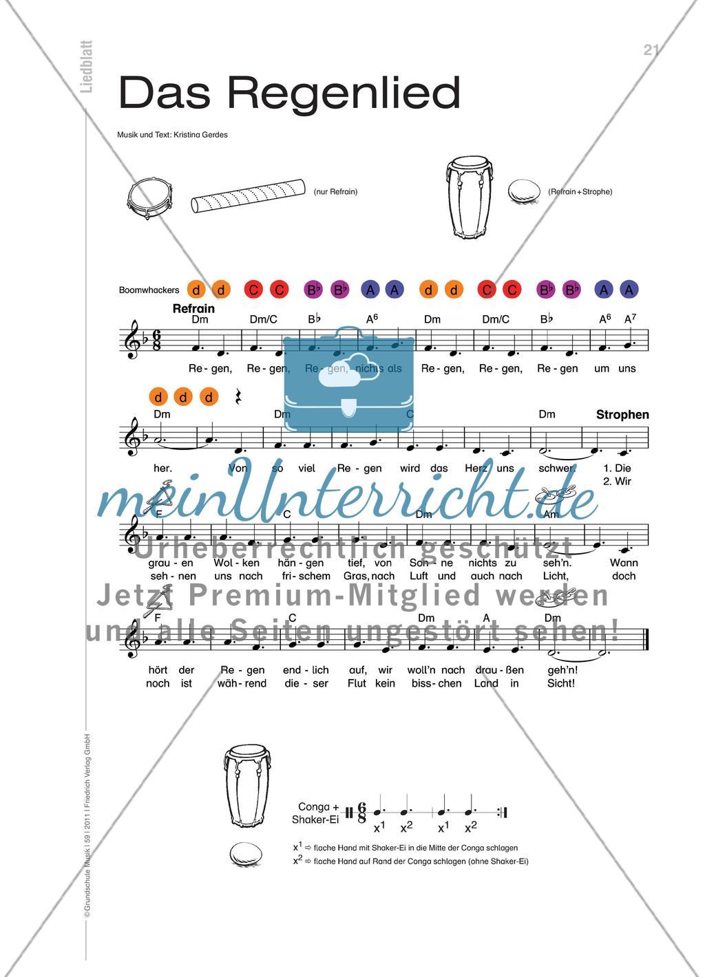 Das Regenlied - Ein Lied für Klasse 1– 2 Preview 4