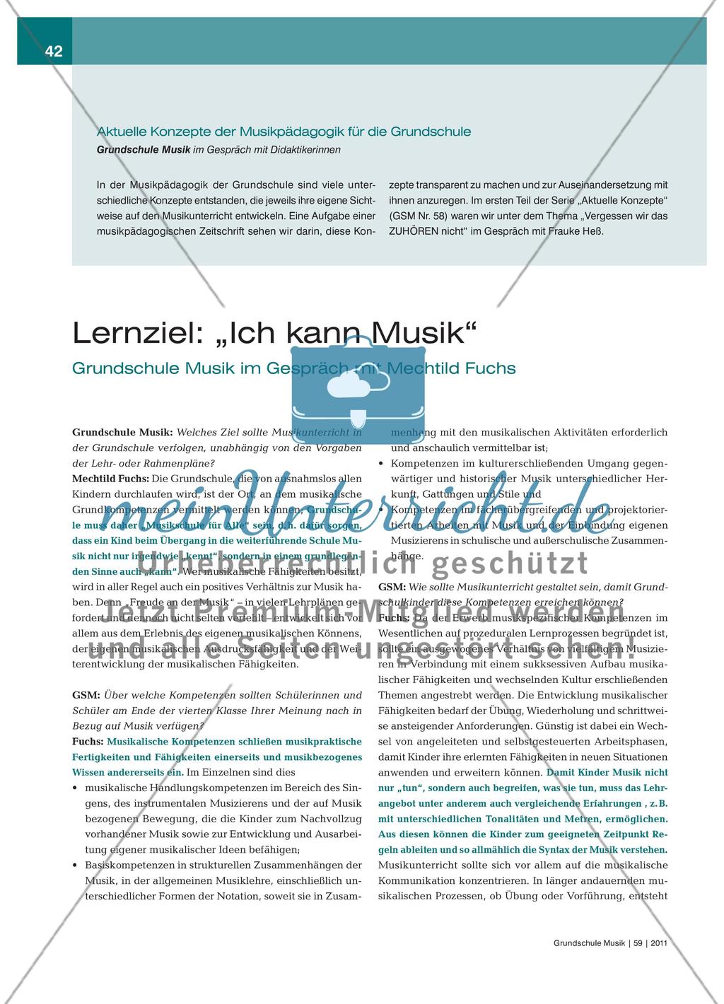 Lernziel: „Ich kann Musik“ - Grundschule Musik im Gespräch mit Mechtild Fuchs Preview 1