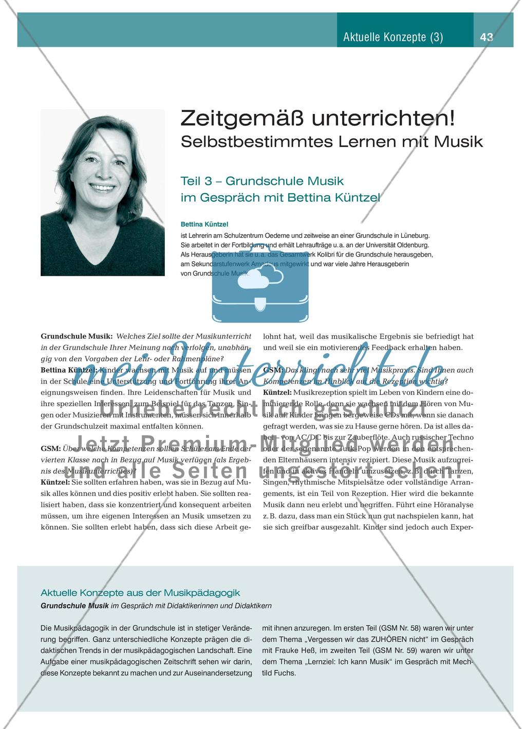 Zeitgemäß unterrichten! Selbstbestimmtes Lernen mit Musik - Teil 3 – Grundschule Musik im Gespräch mit Bettina Küntzel Preview 1