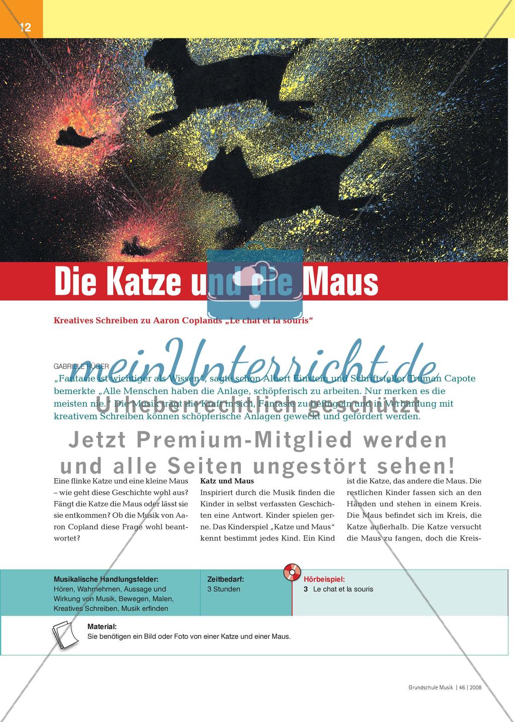 Die Katze und die Maus - Kreatives Schreiben zu Aaron Coplands „Le chat et la souris“ Preview 1