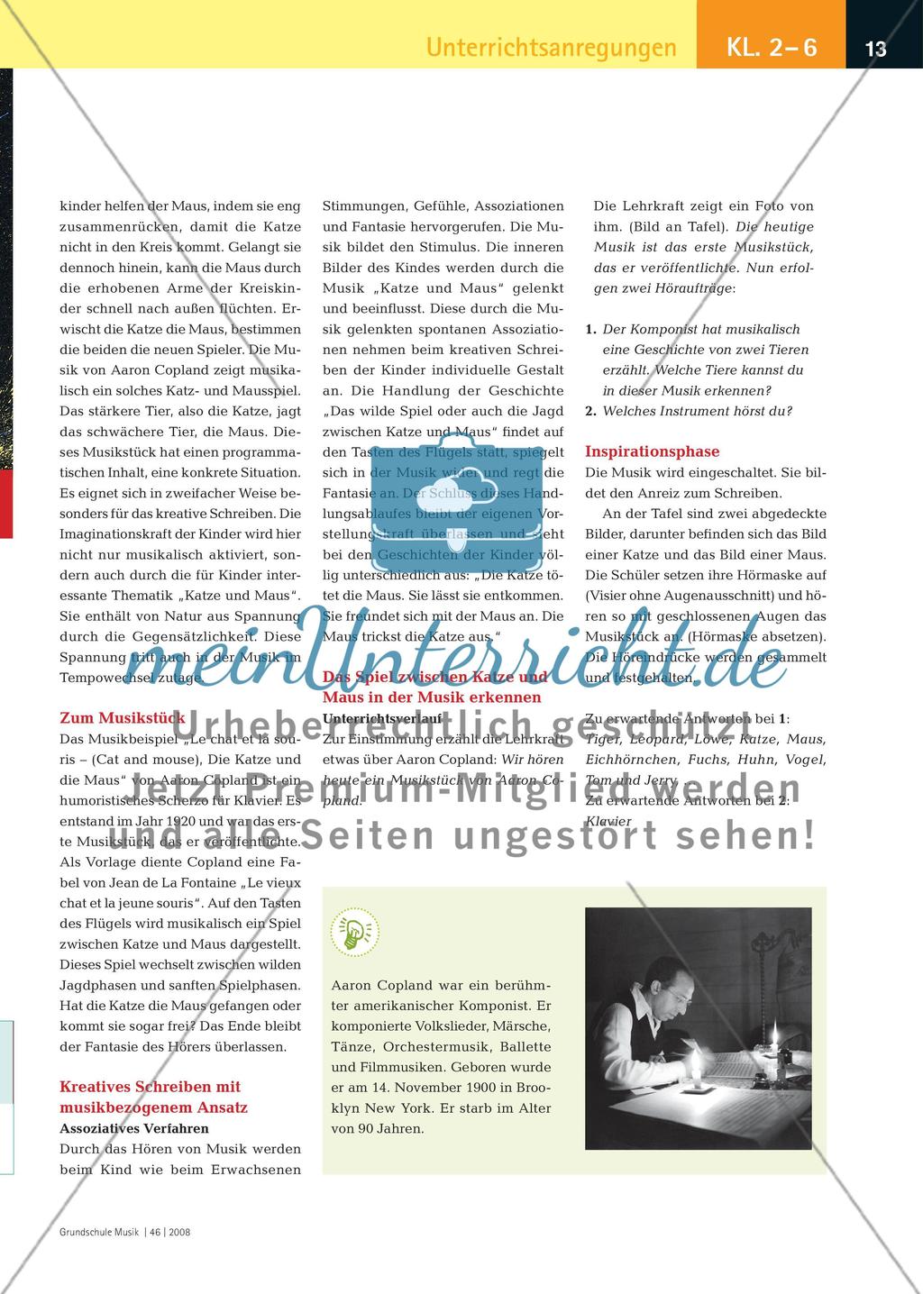 Die Katze und die Maus - Kreatives Schreiben zu Aaron Coplands „Le chat et la souris“ Preview 2