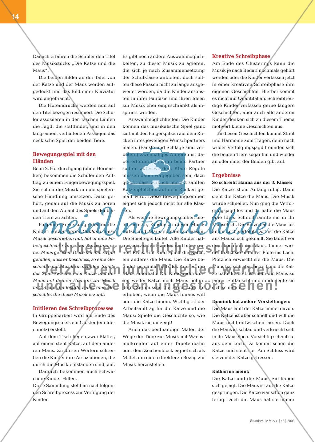 Die Katze und die Maus - Kreatives Schreiben zu Aaron Coplands „Le chat et la souris“ Preview 3