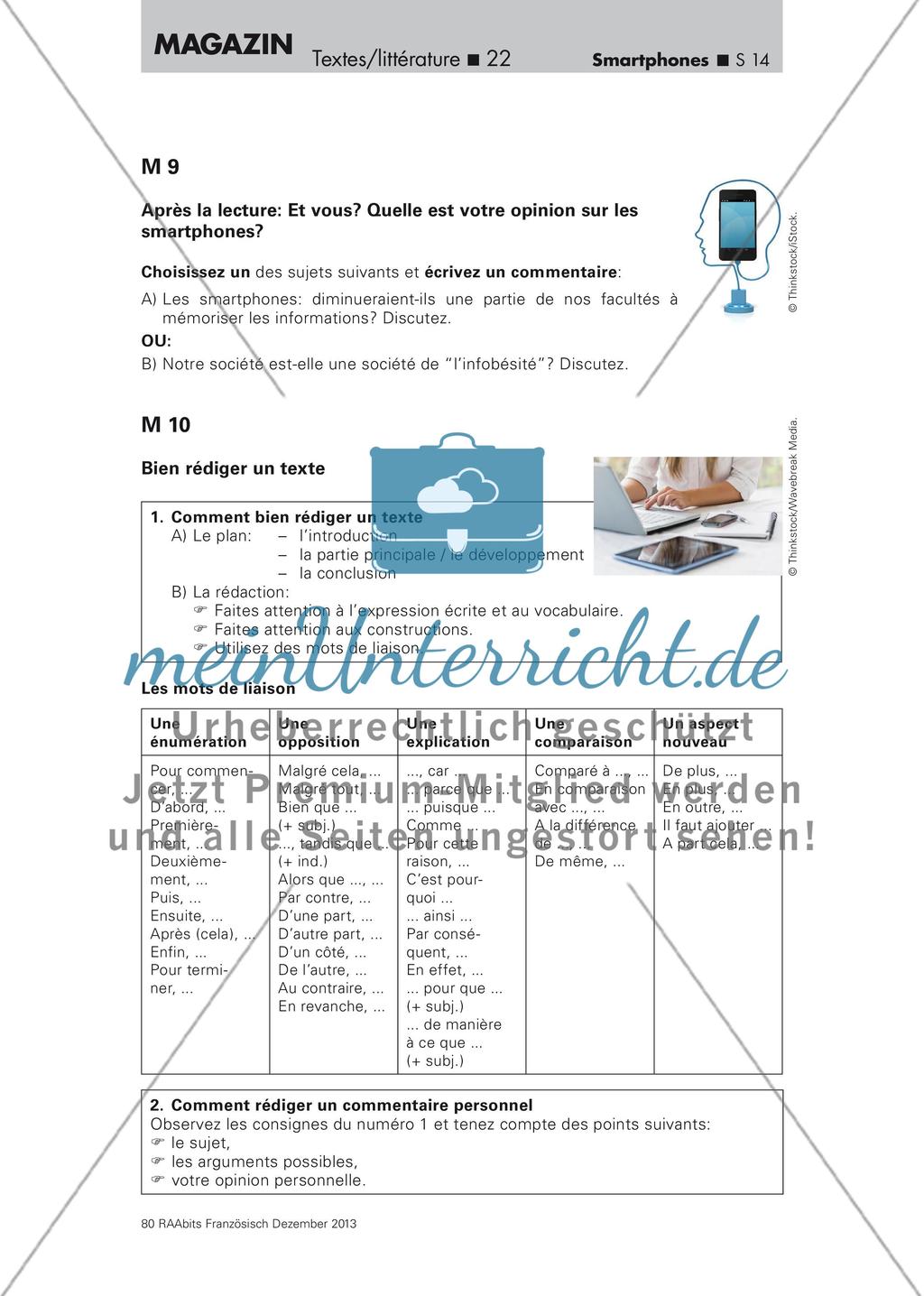 La mémoire humaine influencée par les smartphones? - Training des Leseverstehens anhand eines Internetartikels (Oberstufe) Preview 14
