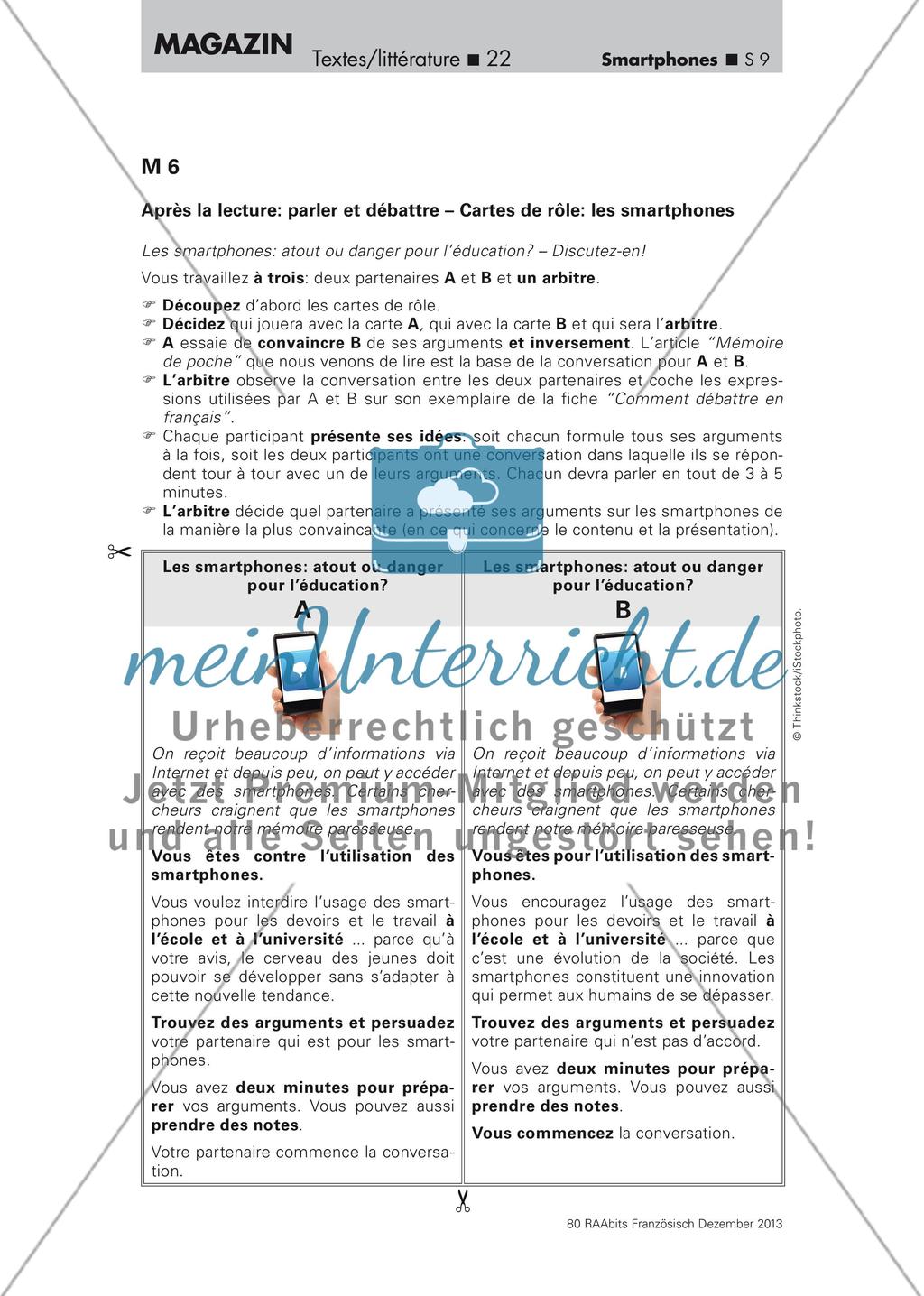 La mémoire humaine influencée par les smartphones? - Training des Leseverstehens anhand eines Internetartikels (Oberstufe) Preview 9