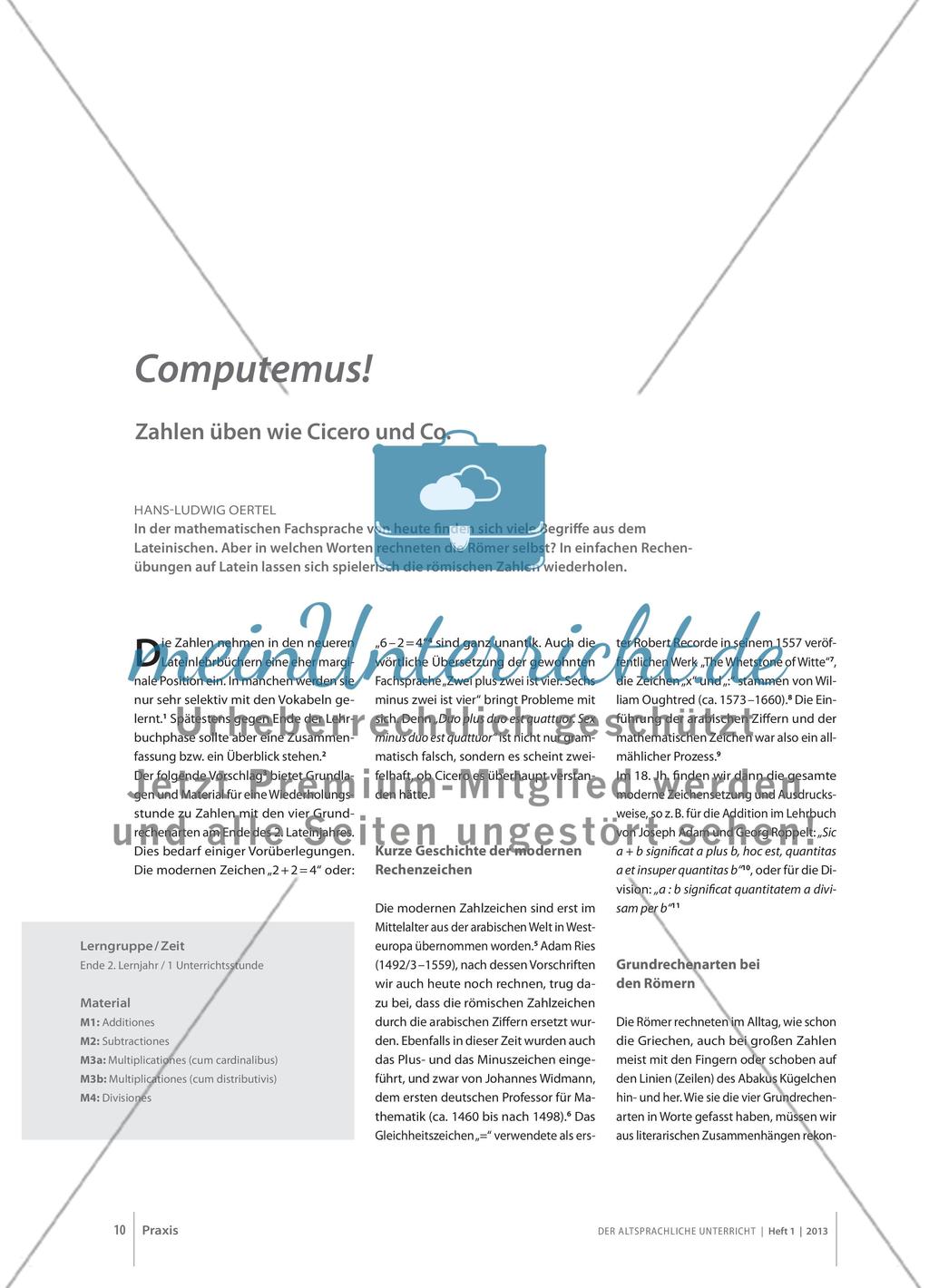 Computemus! - Zahlen üben wie Cicero und Co. Preview 1