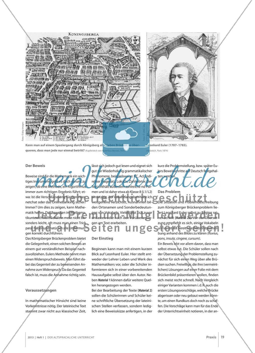 Über sieben Brücken will ich gehn … - Leonhard Euler und das „Königsberger Brückenproblem“ Preview 2
