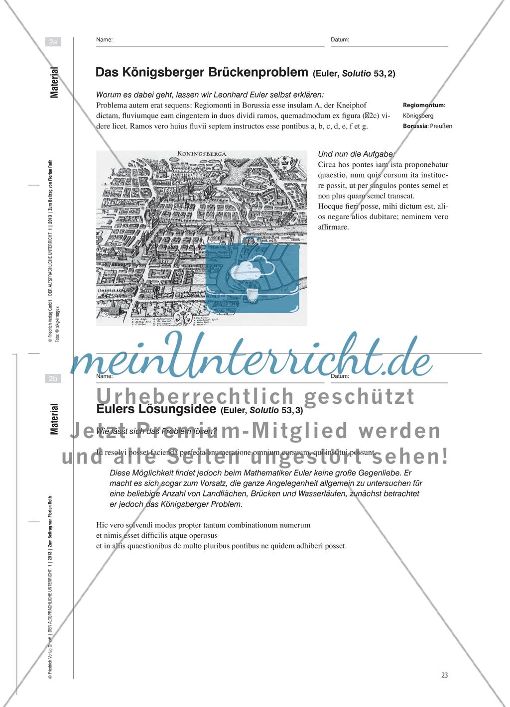 Über sieben Brücken will ich gehn … - Leonhard Euler und das „Königsberger Brückenproblem“ Preview 6