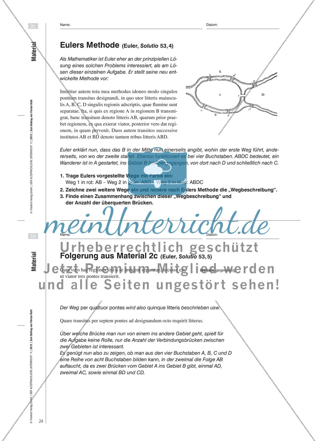 Über sieben Brücken will ich gehn … - Leonhard Euler und das „Königsberger Brückenproblem“ Preview 7
