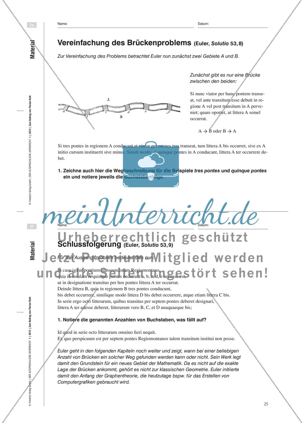 Über sieben Brücken will ich gehn … - Leonhard Euler und das „Königsberger Brückenproblem“ Preview 8