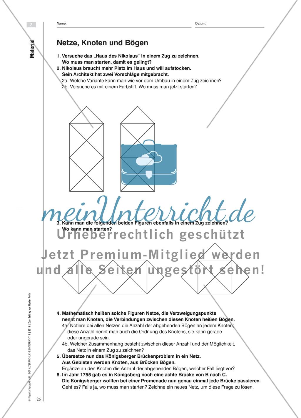Über sieben Brücken will ich gehn … - Leonhard Euler und das „Königsberger Brückenproblem“ Preview 9