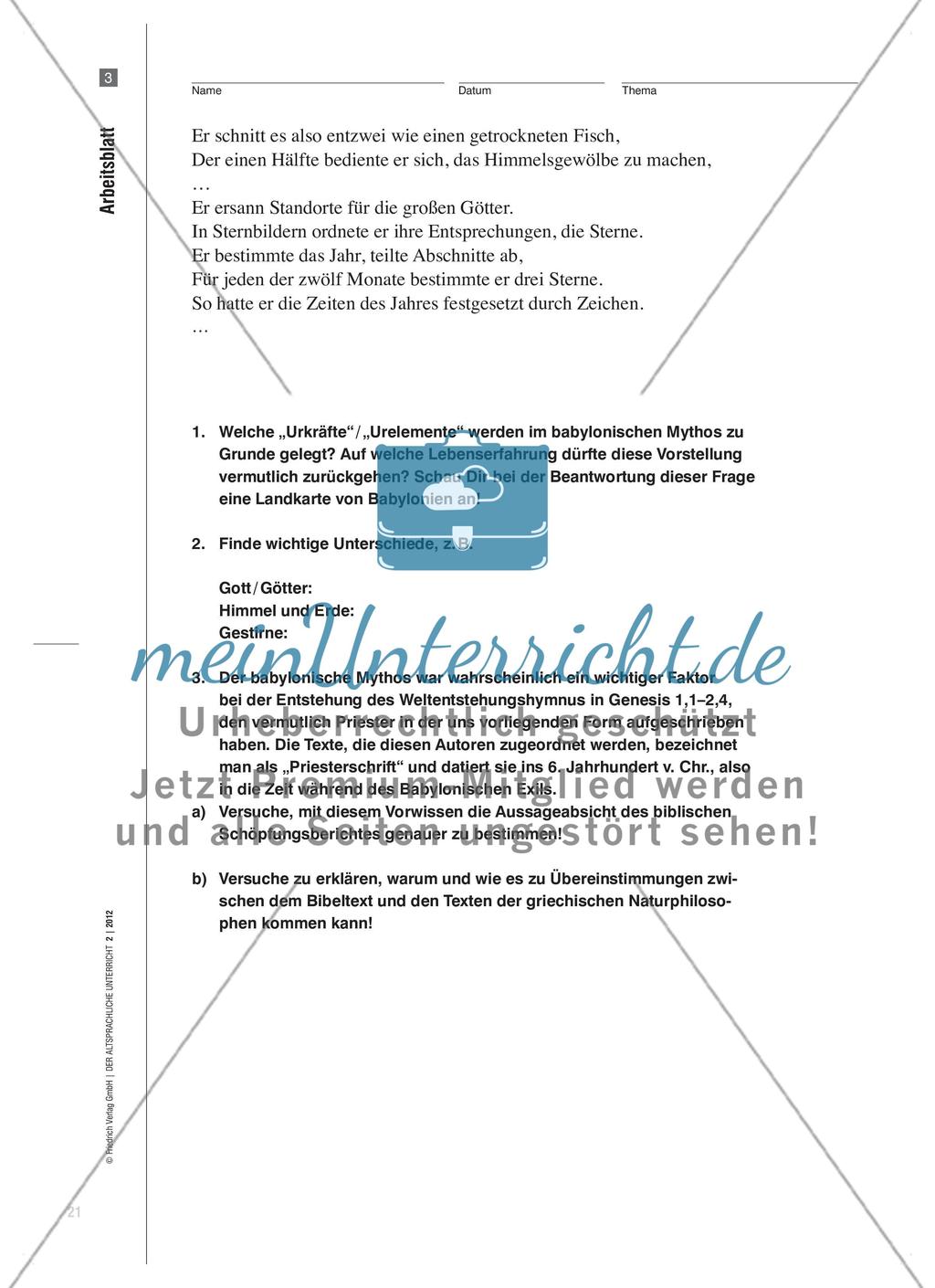 Kosmogonien im 6. Jh. v. Chr. bei Griechen, Juden und Babyloniern Preview 8