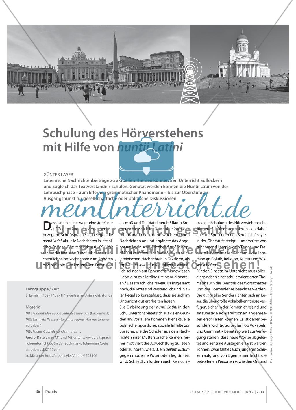 Schulung des Hörverstehens mit Hilfe von nuntii Latini Preview 1