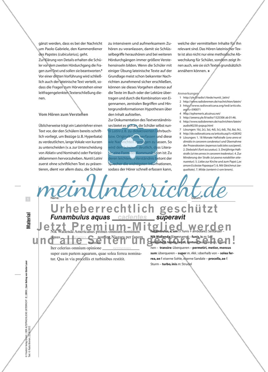 Schulung des Hörverstehens mit Hilfe von nuntii Latini Preview 3