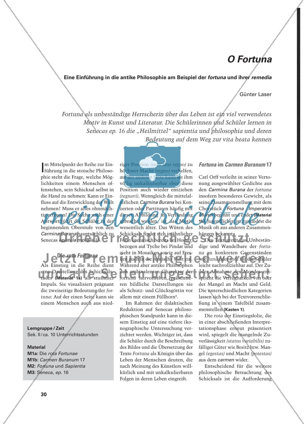 O Fortuna - Eine Einführung in die antike Philosophie am Beispiel der fortuna und ihrer remedia Preview 1
