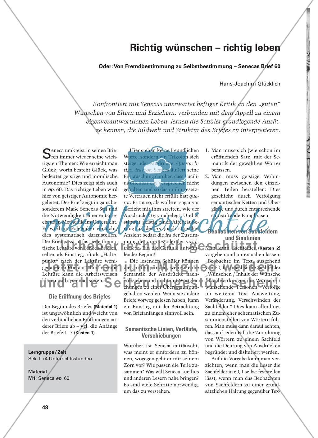 Richtig wünschen – richtig leben - Oder: Von Fremdbestimmung zu Selbstbestimmung – Senecas Brief 60 Preview 1