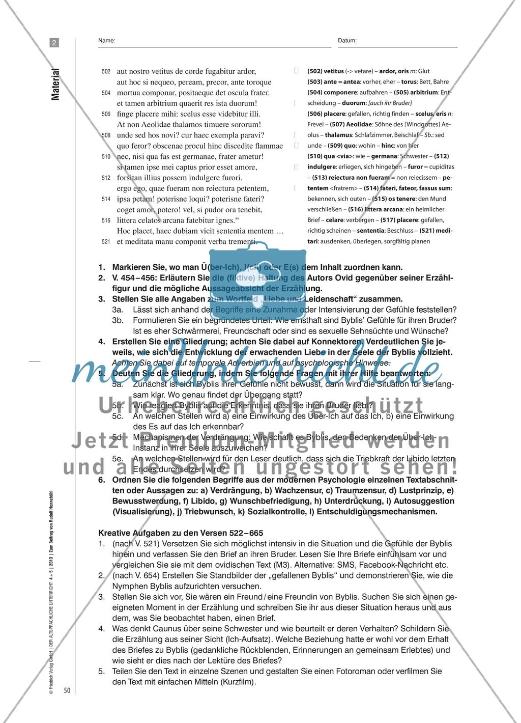 testis abest somno, nec abest imitata voluptas - Byblis als Beispiel psychologischer Darstellung bei Ovid Preview 13