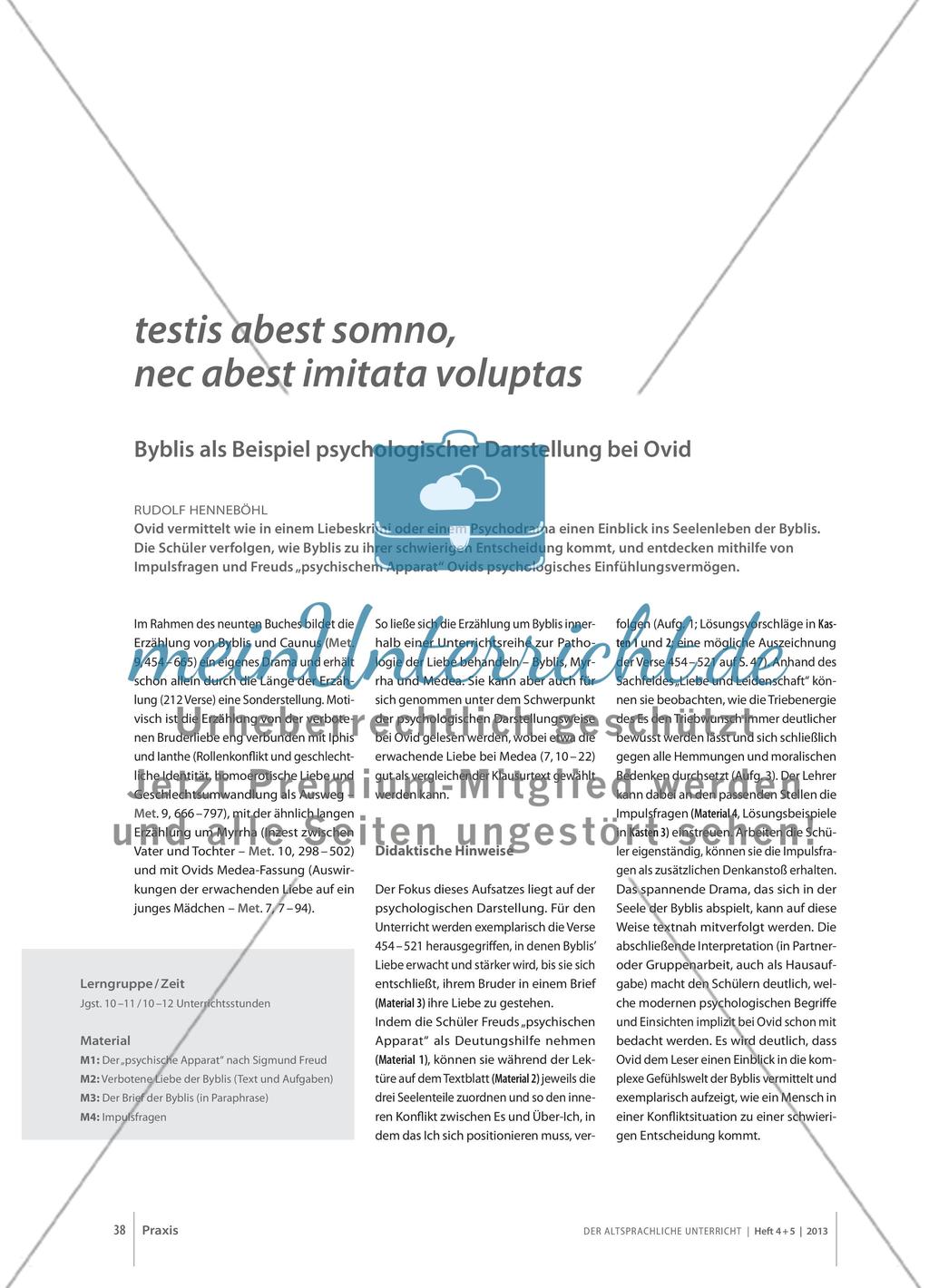 testis abest somno, nec abest imitata voluptas - Byblis als Beispiel psychologischer Darstellung bei Ovid Preview 1