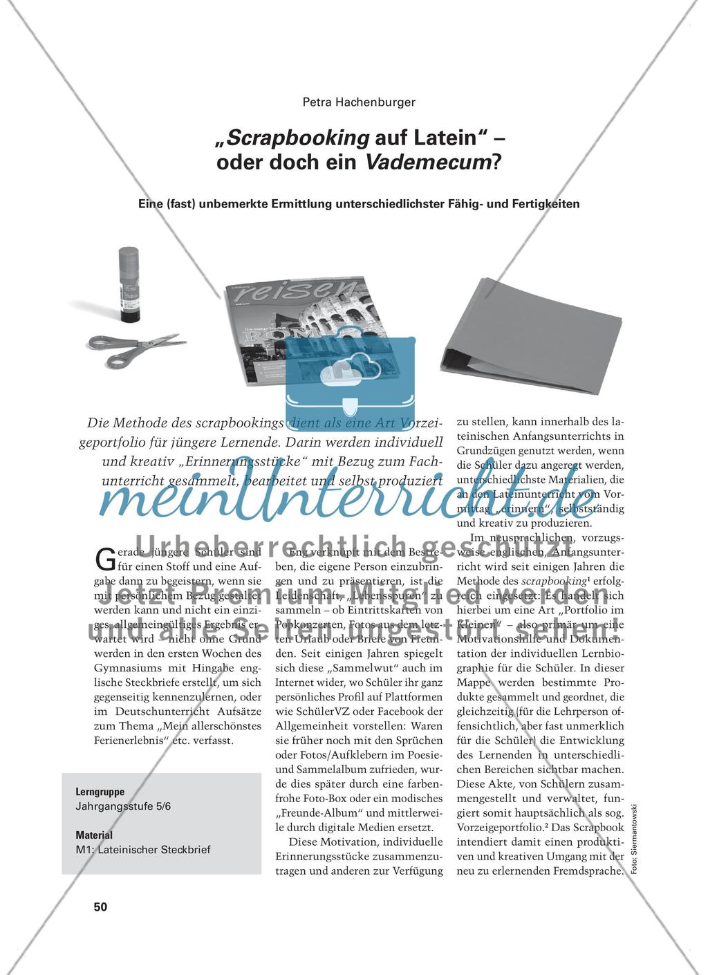 „Scrapbooking auf Latein“ – oder doch ein Vademecum? - Eine (fast) unbemerkte Ermittlung unterschiedlichster Fähig- und Fertigkeiten Preview 1