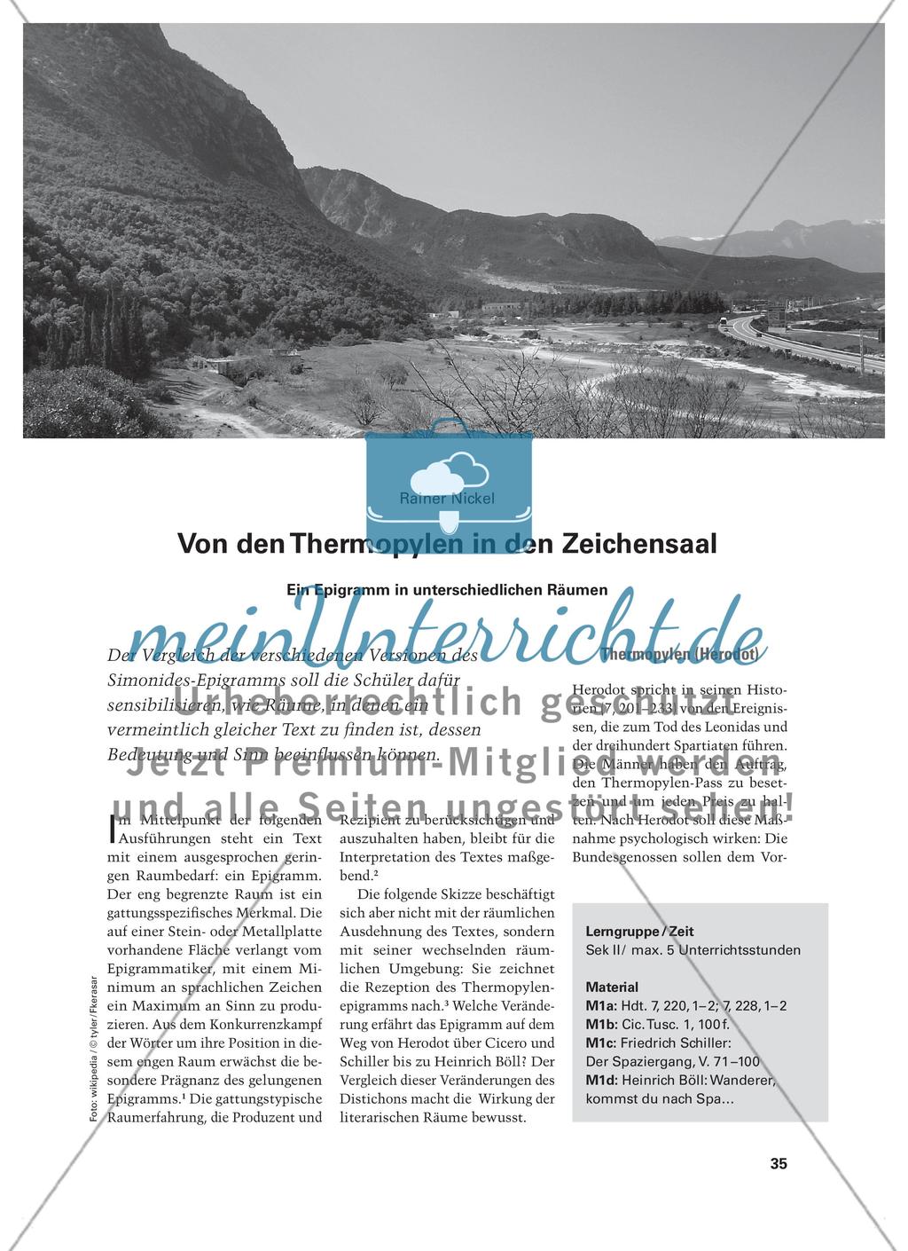 Von den Thermopylen in den Zeichensaal - Ein Epigramm in unterschiedlichen Räumen Preview 1
