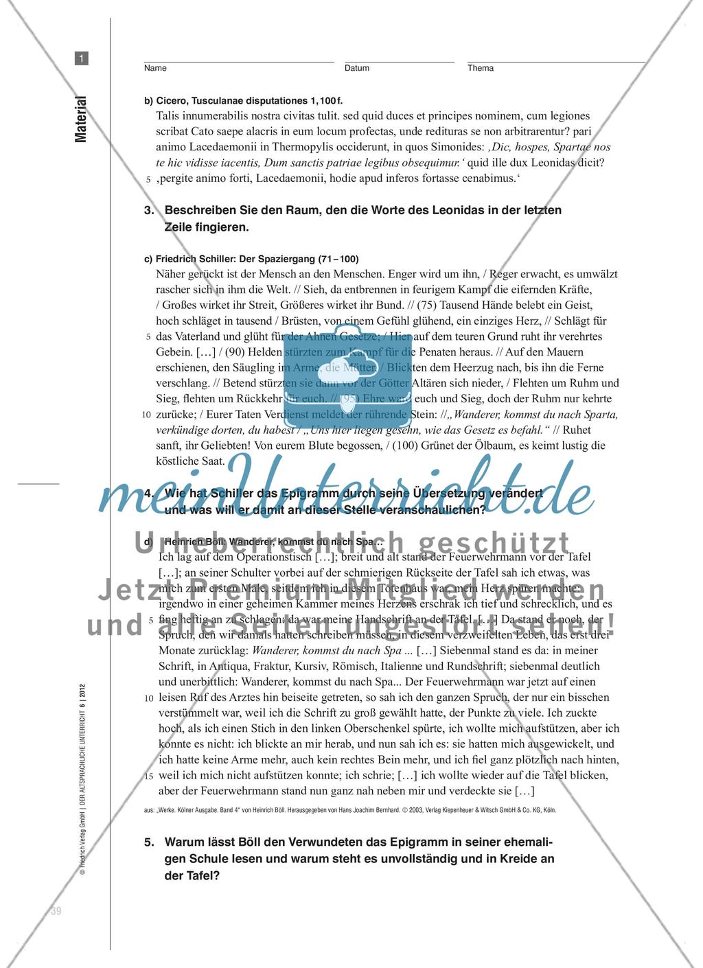 Von den Thermopylen in den Zeichensaal - Ein Epigramm in unterschiedlichen Räumen Preview 5
