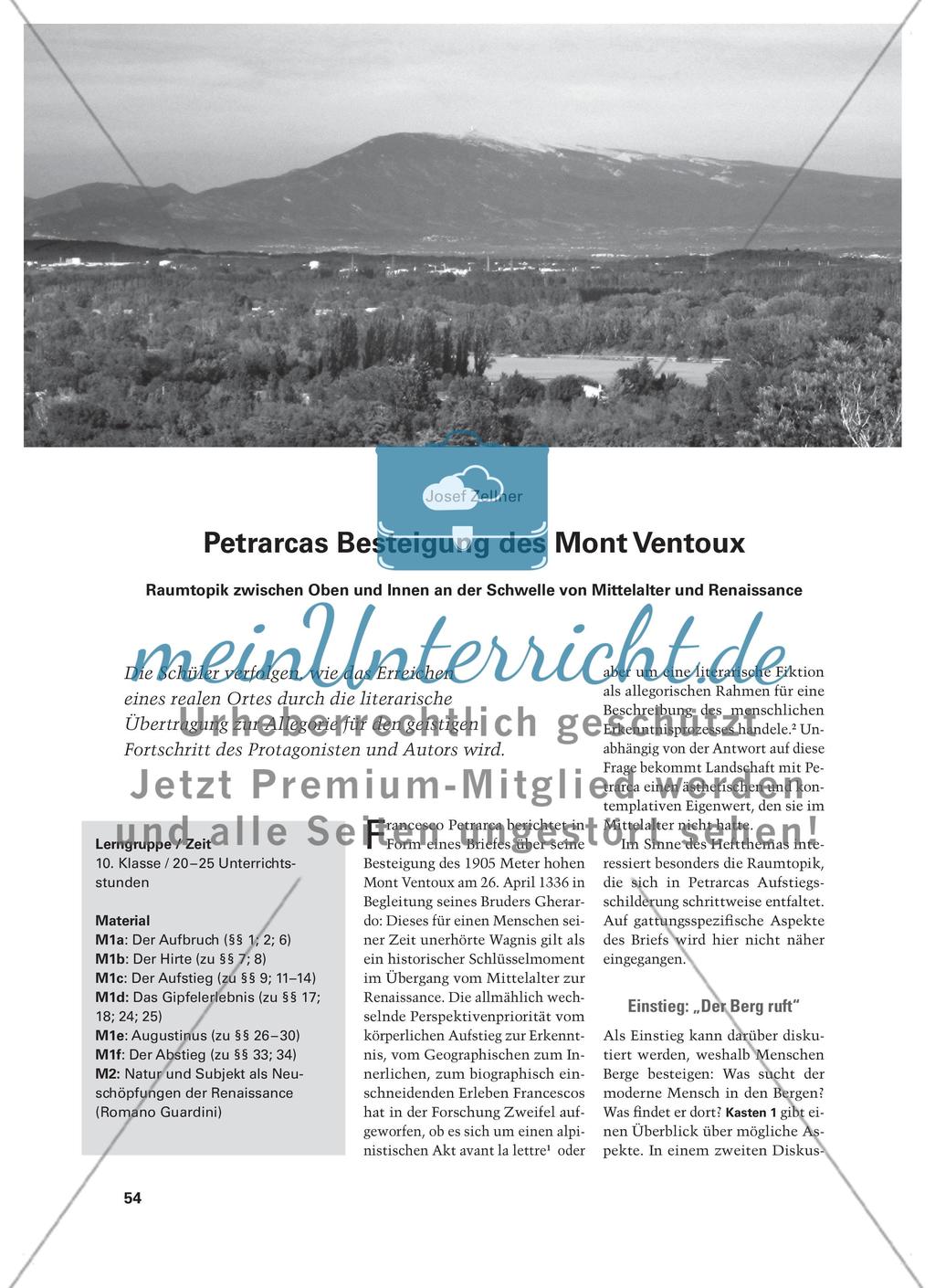Petrarcas Besteigung des Mont Ventoux - Raumtopik zwischen Oben und Innen an der Schwelle von Mittelalter und Renaissance Preview 1